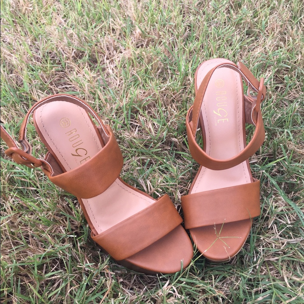 Brown chunky heels